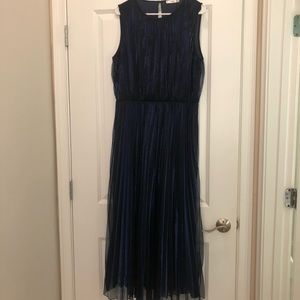 MANGO Midnight blue metallic midi dress